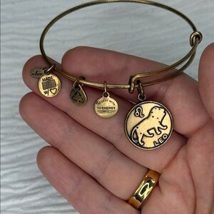 ALEX & ANI Gold/Copper Tone Leo Zodiac Charm Bangle Bracelet